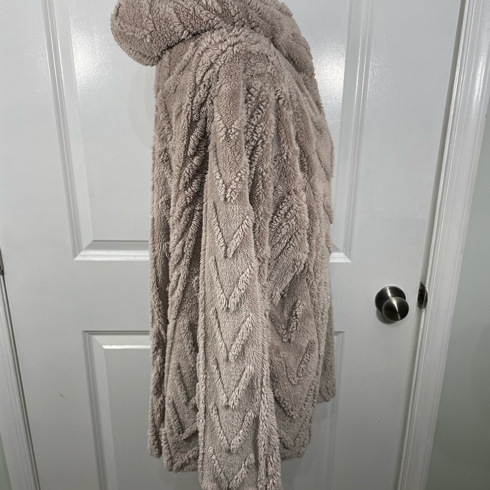 Plush Taupe Hooded Sherpa Sweater Size 2XL CB- - Picture 5 of 8
